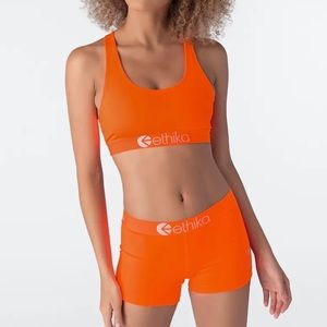 Ethika Sports Bra and Shorts Set Orange
